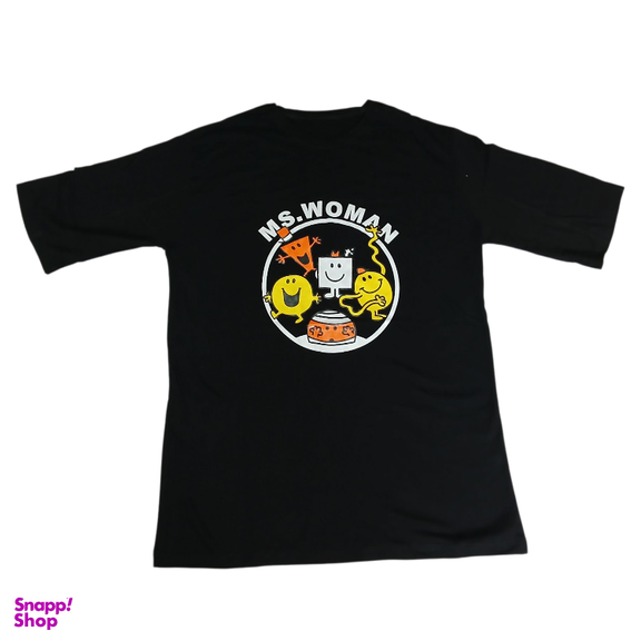 تیشرت زنانه طرح MS.WOMAN کد 766 رنگ مشکی