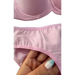 ست شورت و سوتین کاپ دار نخی فنردار آنیت کد 2025 رنگ صورتی