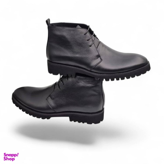 نیم بوت طبی مردانه چرم ریباری مدل Z26 رنگ مشکی