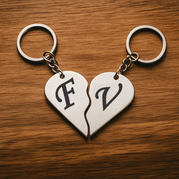 جاکلیدی گیلواره زراوشان مدل قلب دو تکه حرف F V