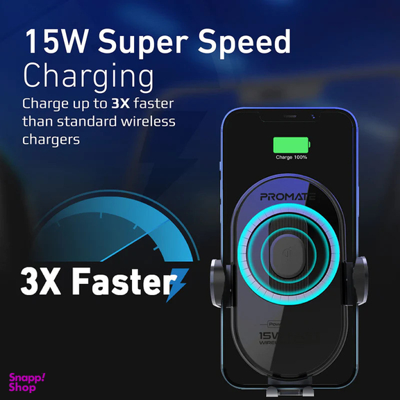 پایه نگهدارنده و شارژر بی سیم گوشی موبایل پرومیت مدل POWERMOUNT-15W