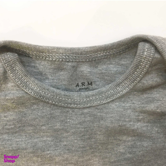 بادی نوزادی آرم پوش مدل یقه باز شو کد T001 رنگ طوسی