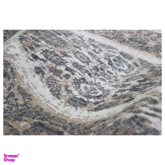 فرش بیضی طرح گلشن رنگ زمینه کرم