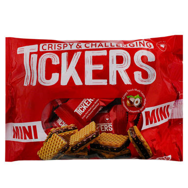 ویفر کاکائویی با کرم فندقی مینی تیکرز وزن ۲۰۰ گرم