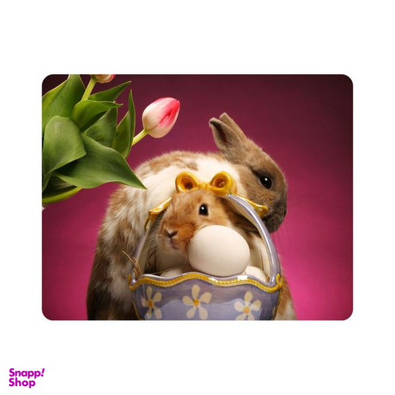 ماوس پد اطلس آبی طرح خرگوش و گل مدل T5848