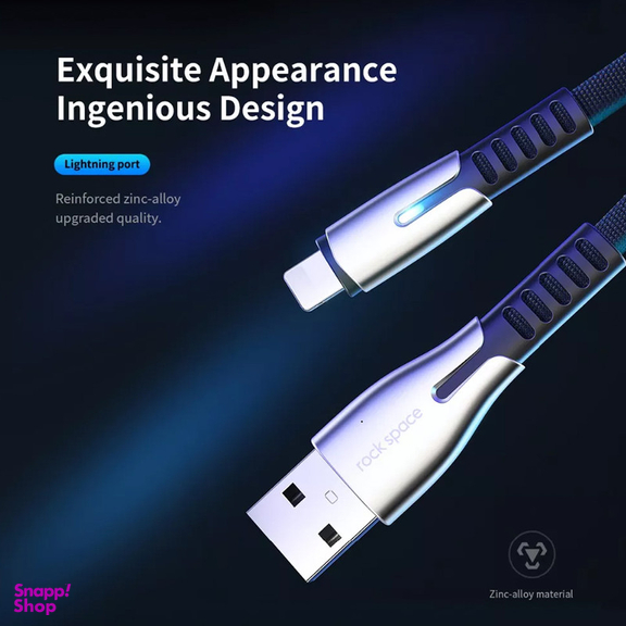 کابل تبدیل USB به لایتنینگ  راک اسپیس مدل RCB0670 طول 1.2 متر
