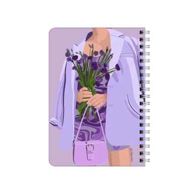 دفترچه یادداشت بامبیلیپ مدل چوبی طرح استایل و تم بنفش و گل های بنفش کد 3626241