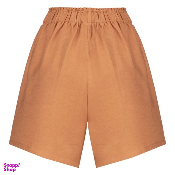 شلوارک زنانه سرژه مدل کمر کش جیب دار 229127 رنگ شتری