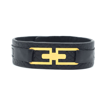 دستبند چرم و طلا 18 عیار مردانه طرح کلاسیک کد OT006