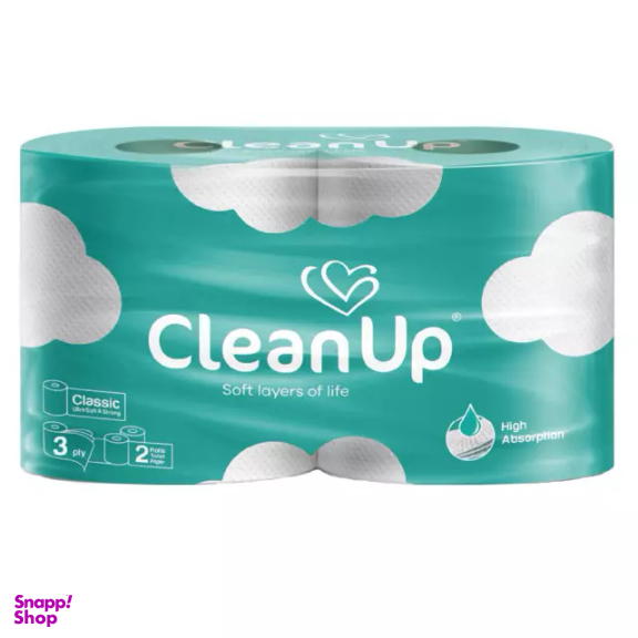 دستمال توالت کلین آپ طرح ابر بسته ۲ عددی