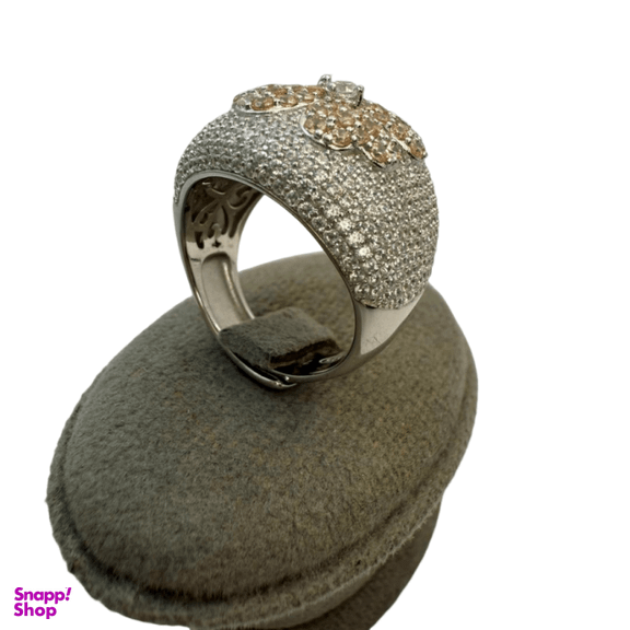 انگشتر نقره 925 عیار زنانه طرح نگین گل زرد کد RNGF 1118