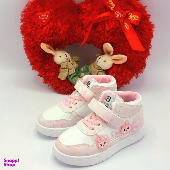 نیم بوت دخترانه مدل RO10218 رنگ سفید صورتی