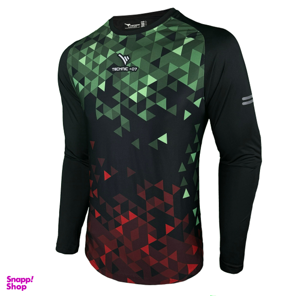 تیشرت ورزشی تکنیک +07 مدل دروازه بانی GO-114-SA رنگ مشکی سبز