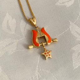 آویز گردنبند طلا 18 عیار زنانه طرح لاله و ستاره مدل دو رو کد 4149