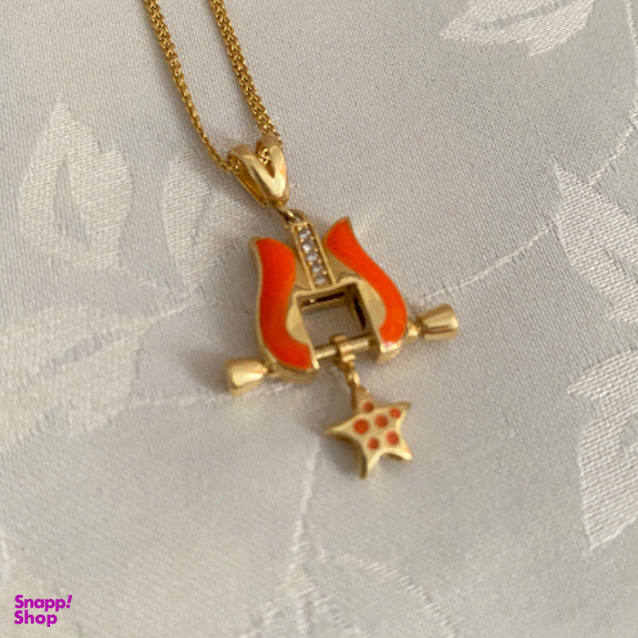 آویز گردنبند طلا 18 عیار زنانه طرح لاله و ستاره مدل دو رو کد 4149