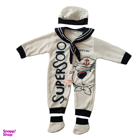 ست سرهمی و کلاه نوزادی مدل ملوانی کد 01