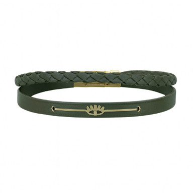 دستبند چرم و طلا 18 عیار زنانه طرح گربه کد 4345