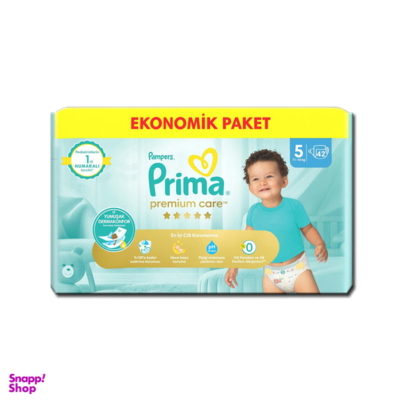 پوشک کودک پریما مدل New سایز 5 بسته 42 عددی