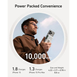 پاوربانک مغناطیسی انکر مدل A1654 20K ظرفیت 10000 میلی‌ آمپر ساعت