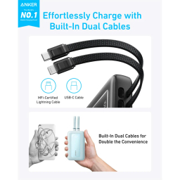 پاوربانک انکر مدل A1681 ظرفیت 20000 میلی آمپر ساعت به همراه کابل لایتنیگ و USB Type-C