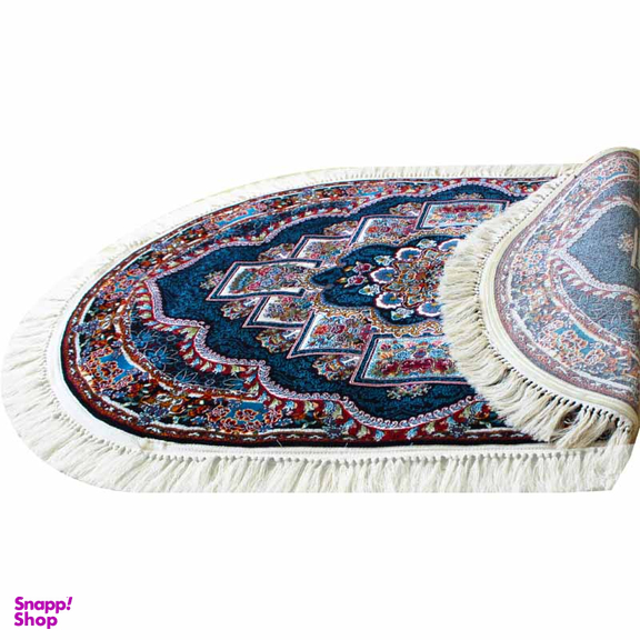 فرش ماشینی مدل بیضی طرح ناردون رنگ سرمه ای