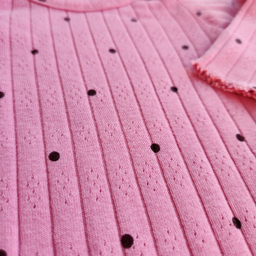 بادی نوزادی نیم ایت طرح خالدار کد 10256 رنگ صورتی