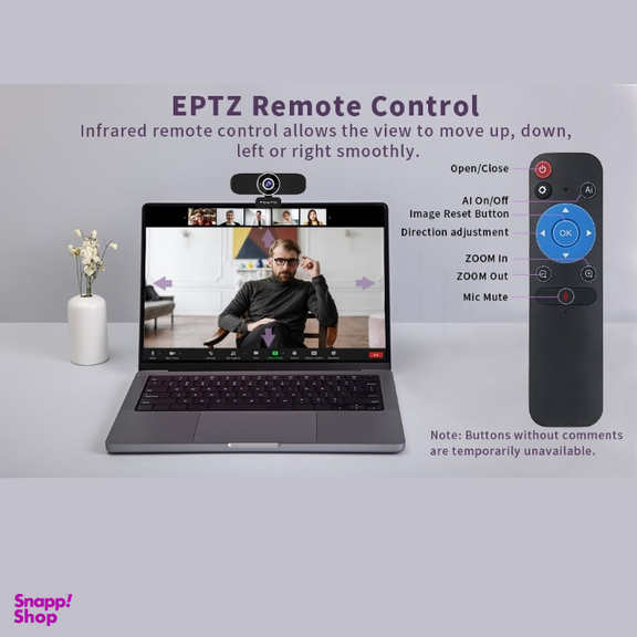 وب کم پاویفو مدل 4K AI Auto-Framing With Remote Control