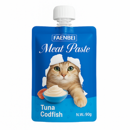 پوچ گربه فنبی کد 002 طعم ماهی کاد وزن 90 گرم