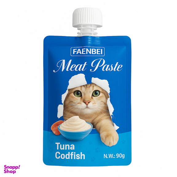 پوچ گربه فنبی کد 002 طعم ماهی کاد وزن 90 گرم