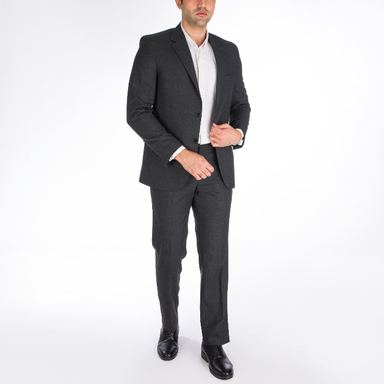 ست کت و شلوار طرح چهارخانه آیکت کد 10 رنگ ذغالی