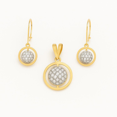 نیم ست طلا 18 زنانه عیار مدل گوی سواروسکی کد Gs1020