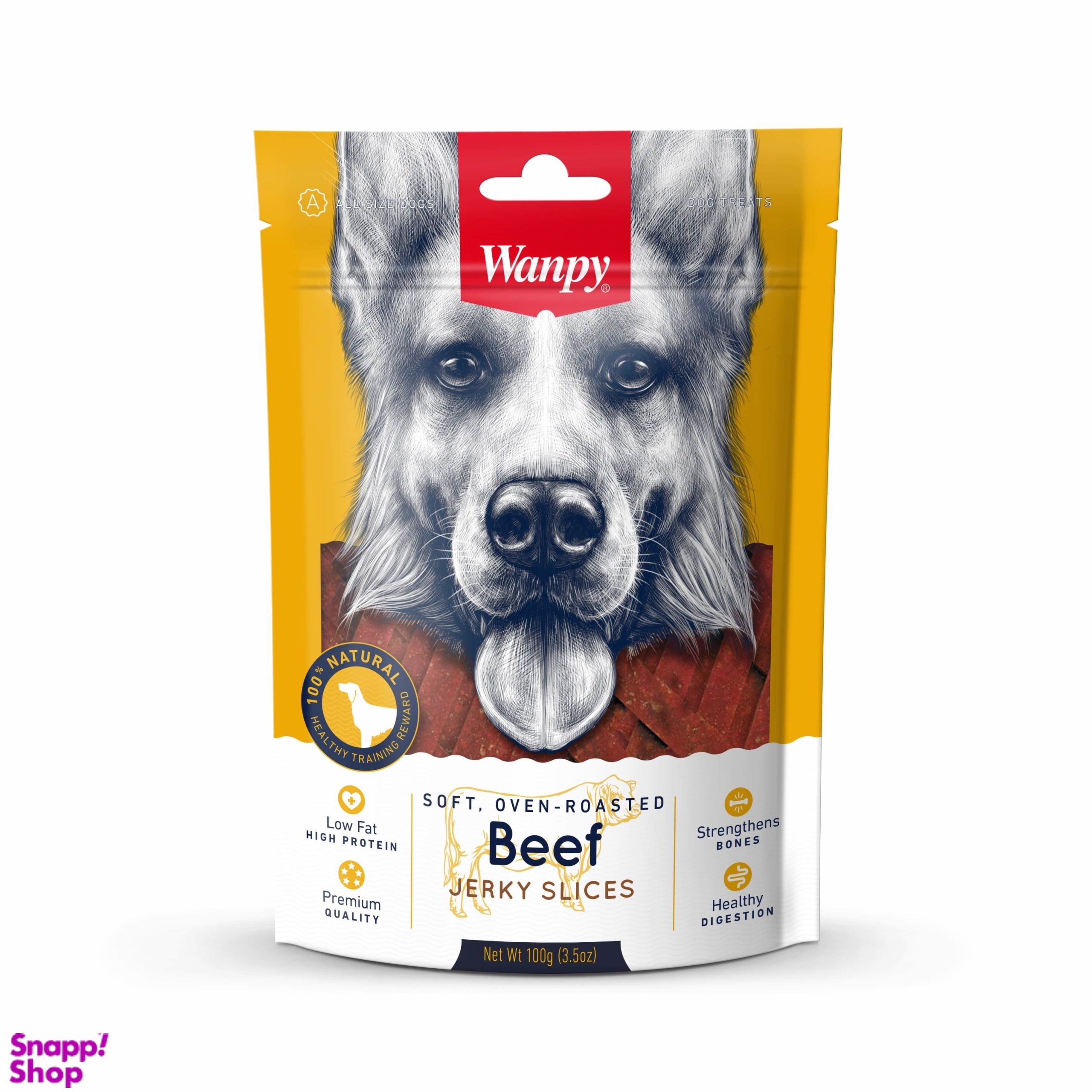 تشویقی سگ ونپی طعم گوشت نواری مدل Beef Jerky Slices وزن 100 گرم