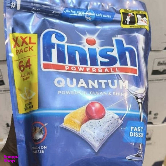 قرص ماشین ظرفشویی فینیش مدل Quantum XXL PACK رایحه لیمو بسته 64 عددی