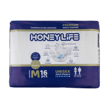 پوشینه چسبی بزرگسال هانی لایف سایز متوسط مدل 01 بسته 16 عددی