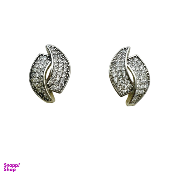 گوشواره نقره 925 عیار زنانه طرح برگ نگینی کد EAR 001216