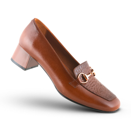 کفش پاشنه دار زنانه چرم یلسان مدل سرنا کد 621-GAN رنگ عسلی