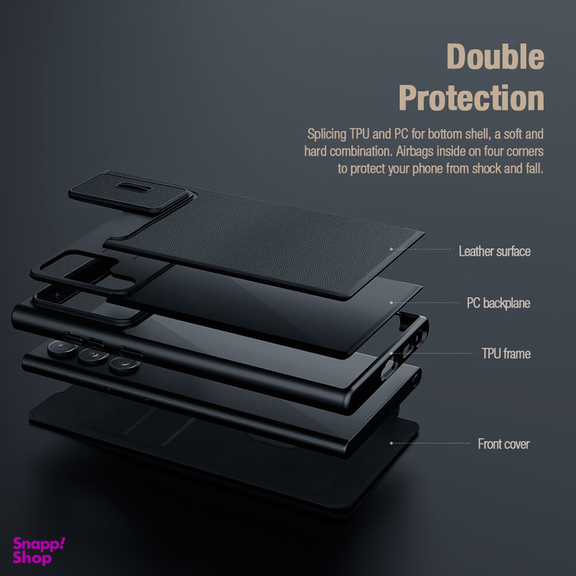 کیف کلاسوری نیلکین مدل Qin Pro Plain Cloth مناسب برای گوشی موبایل سامسونگ Galaxy S23 Ultra