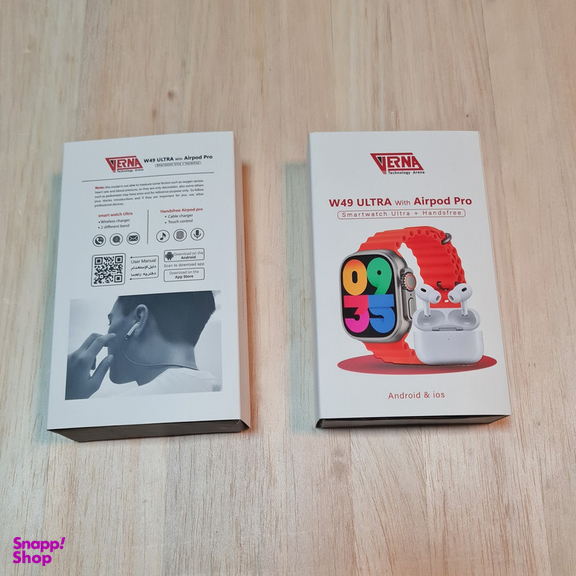 ساعت هوشمند ورنا مدل W49 Ultra به همراه هندزفری بی سیم Airpod Pro