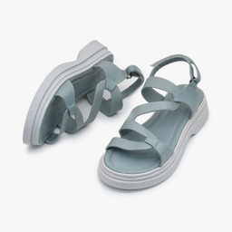 صندل زنانه چرم تهران کد A64T رنگ نقرابی