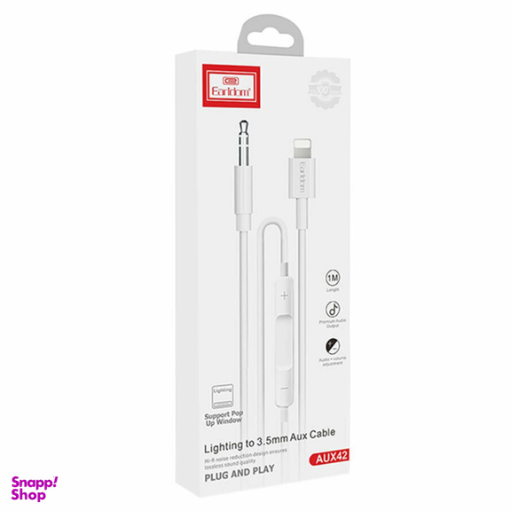 کابل صدای جک 3.5 میلیمتری به لایتنینگ ارلدام مدل ET-AUX42 طول 1 متر