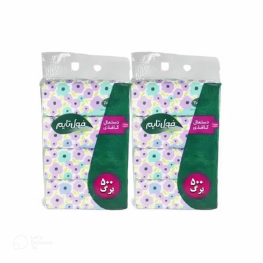 دستمال کاغذی 500 برگ فول تایم مدل اقتصادی بسته 8 عددی