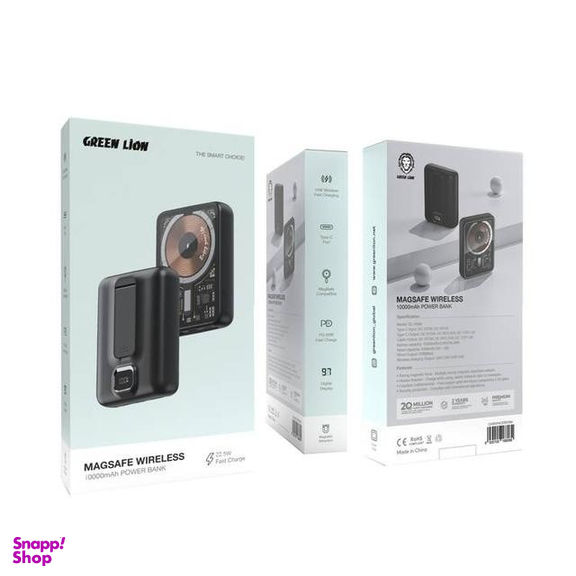 پاوربانک مغناطیسی گرین لاین مدل Chambers MagSafe ظرفیت 10000 میلی آمپر ساعت