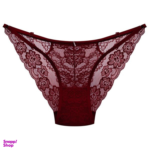 ست شورت و سوتین زنانه ماییلدا مدل فنردار گیپوری کد 4691-8585 رنگ زرشکی