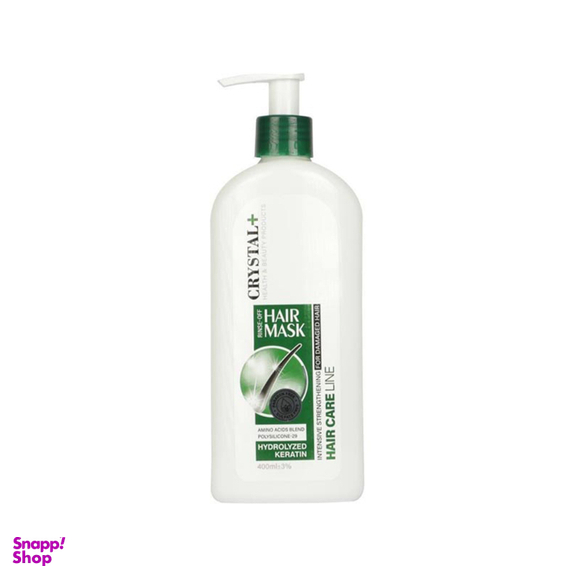 ماسک مو پمپی کریستال با آبکشی مناسب موهای آسیب دیده حجم 400 میلی لیتر