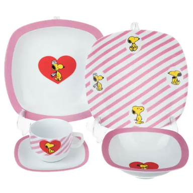 سرویس غذا خوری 5 پارچه کودک چینی زرین ایران سری کواترو مدل اسنوپی درجه عالی