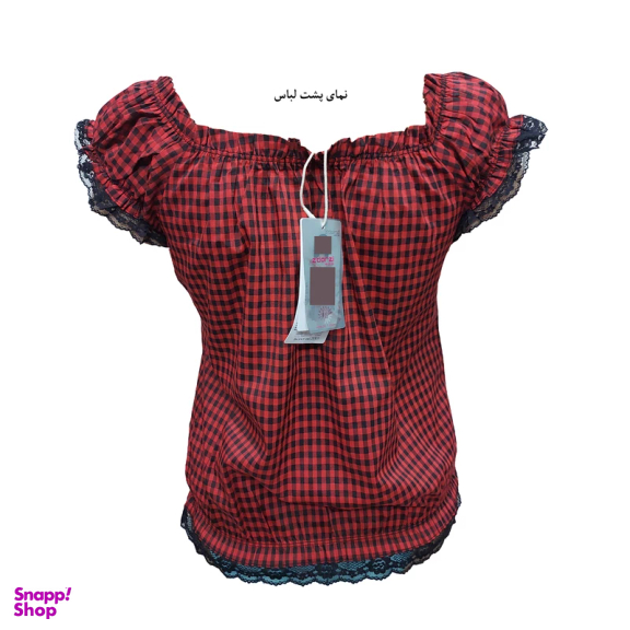 بلوز زنانه مدل رز طرح چهارخانه رنگ قرمز