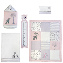 سرویس خواب 5 تکه نوزاد طرح آهو پینک بلو