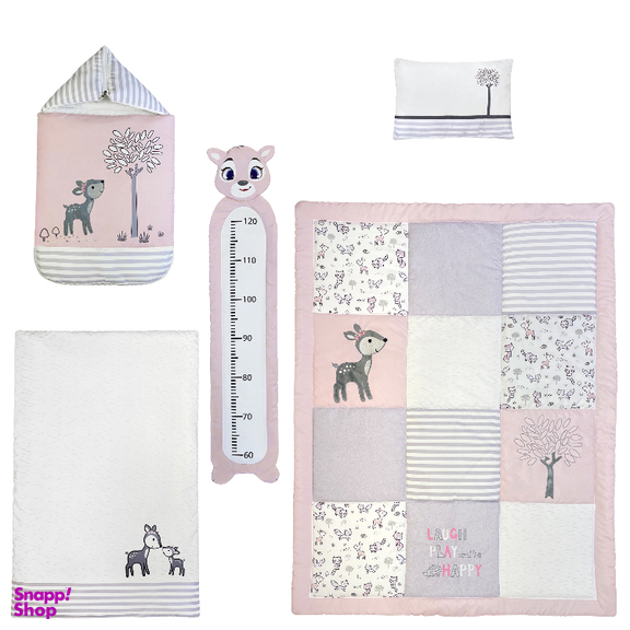 سرویس خواب 5 تکه نوزاد طرح آهو پینک بلو