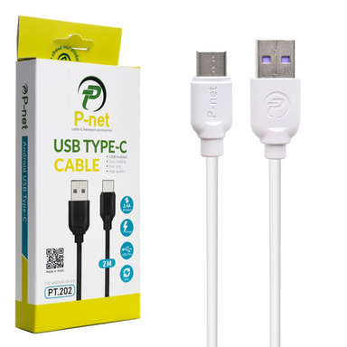 کابل شارژر USB به Type-C پی نت مدل PT-202 طول 1 متر