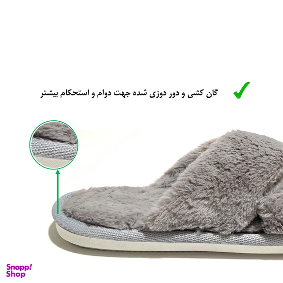 دمپایی روفرشی پولیشی زنانه نیکتا مدل ضربدری طوسی